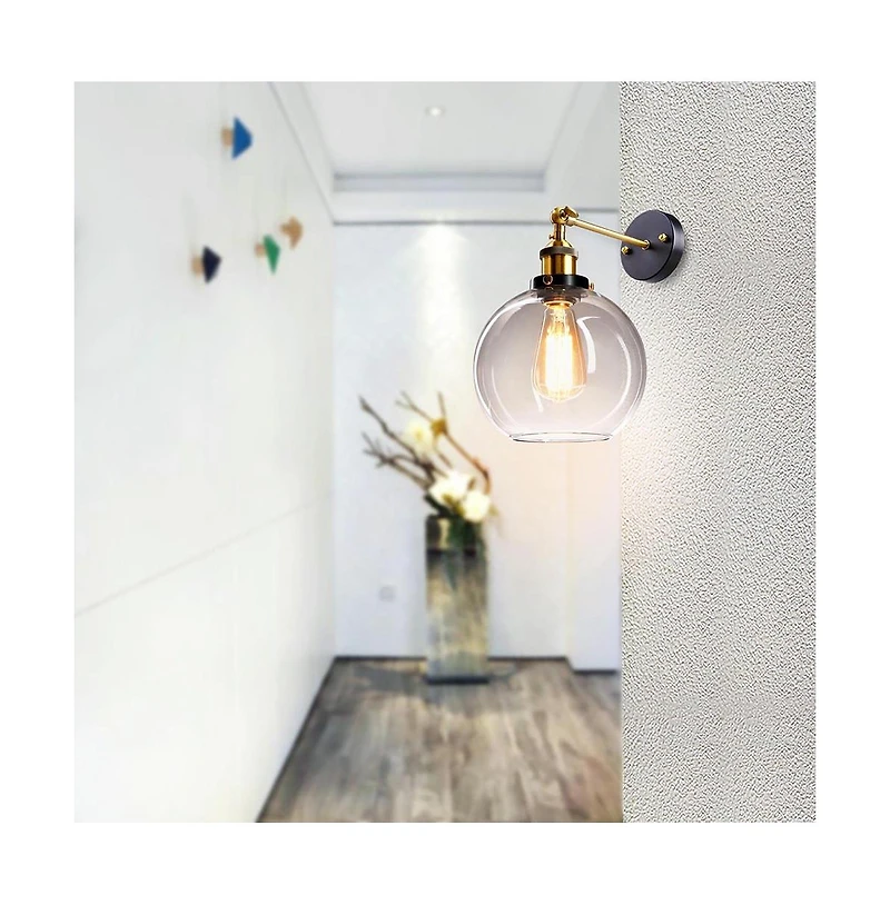 Vintage inspired Industrial 7.9" Bell Shape Glass Light Wall Sconce Edison Lamp Transparent