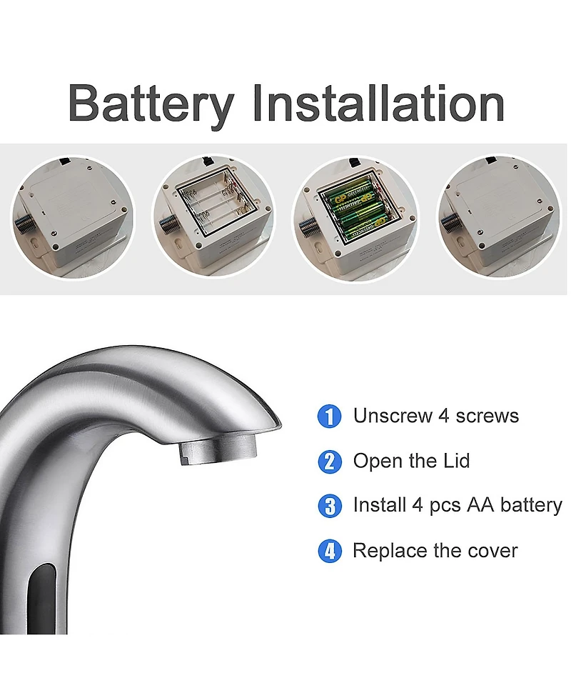 Aquaterior Touchless Faucet Automatic Sensor Cold Hot Water Hands Free Bathroom
