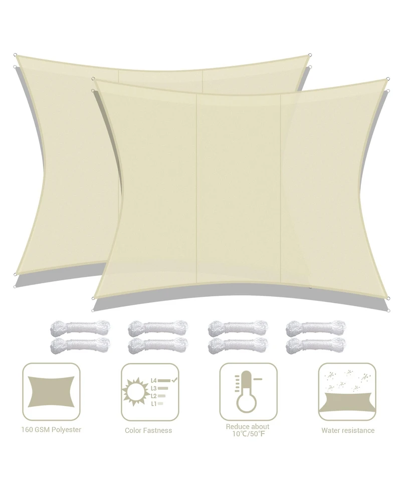 10x13 Ft 97% Uv Block Rectangle Sun Shade Sail Top Canopy Outdoor Patio 2 Pack