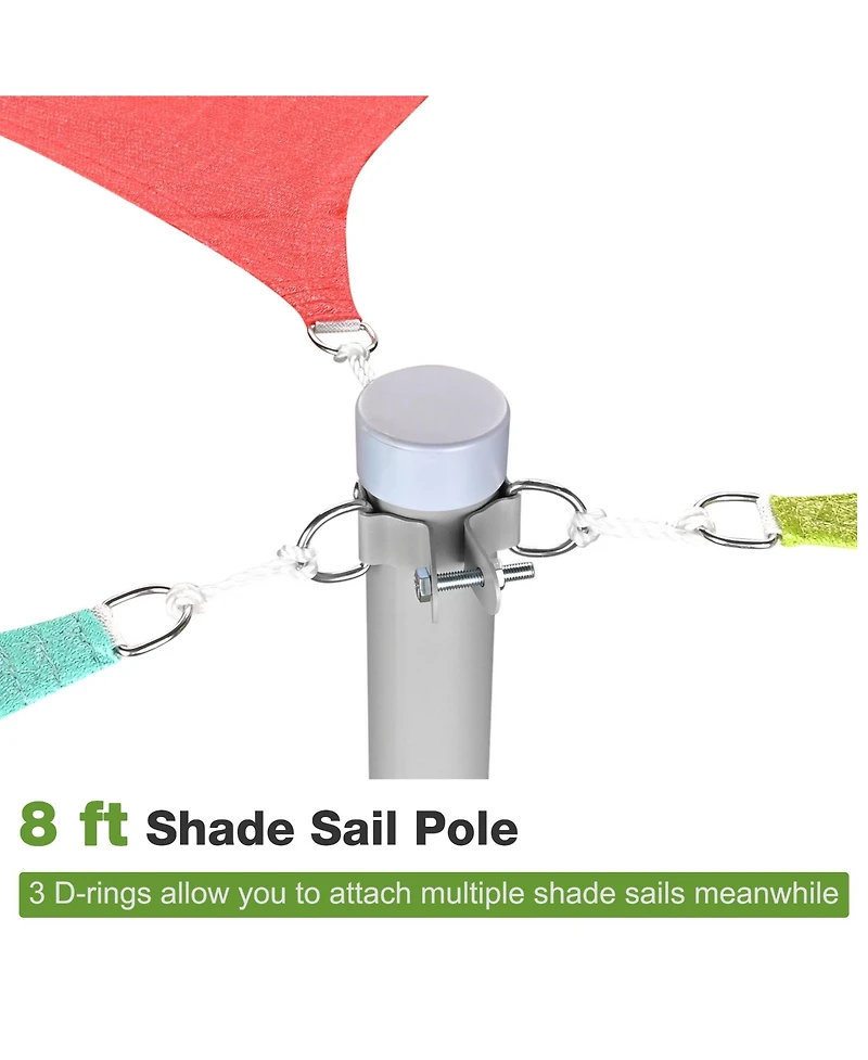 22Ft Triangle Sun Shade Sail Canopy Awning 8Ft Detachable Pole Kit Outdoor