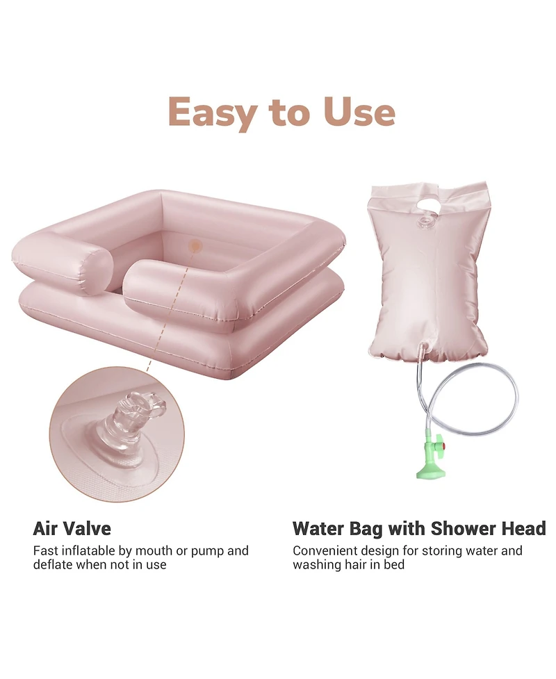 Inflatable Shampoo Bowl Kit Set of 2 Hair Washing Basins For Elderly Disabled