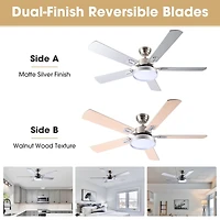 DELight 52" Ceiling Fan with Light Remote 6 Speed Led Chandelier Lamp Reversible Bedroom