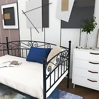 Streamdale Multifunctional Metal Daybed with Headboard (Twin, Black)