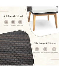 Slickblue 3 Pieces Patio Furniture Set with Cushioned Chairs and Tempered Glass Side Table-Black