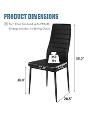 4 Pieces Modern Leather Dinning Chairs Set with Metal Frame