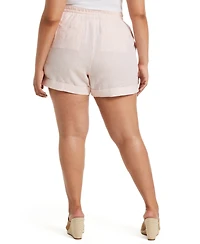 Rafaella Plus 100% Linen Modern Fit Seamed Shorts