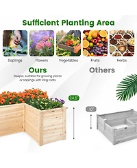 24 Inch L-Shaped Wooden Raised Garden Bed with Open-Ended Base