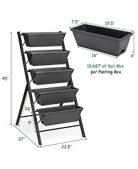 5-Tier Raised Garden Bed with Water Drainage for Flowers Vegetables