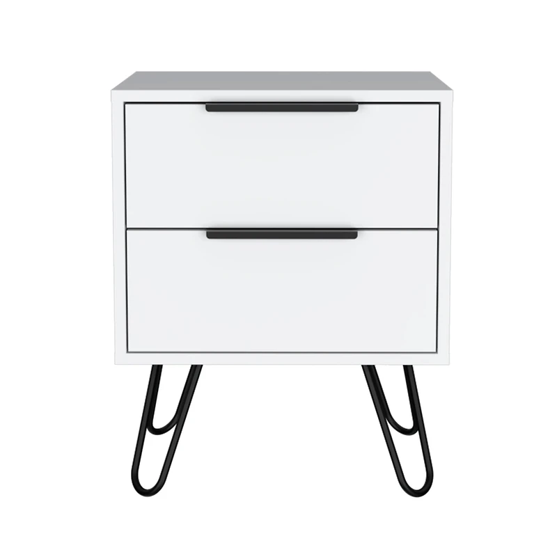 Fm Furniture Nuvo Nightstand,Two Drawers, Hairpin Legs
