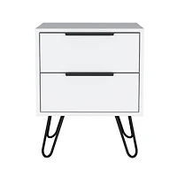 Fm Furniture Nuvo Nightstand,Two Drawers, Hairpin Legs