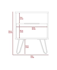 Fm Furniture Vienna Nightstand, Shelves, Hairpin Legs
