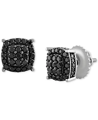 Men's Black Diamond Halo Cluster Screw Back Stud Earrings (1 ct. t.w.)