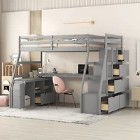 Simplie Fun Twin Size Loft Bed With With 7 Drawers 2 Shelves And Desk