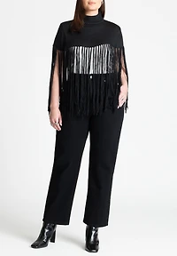 Eloquii Women's Fringe Half Sweater