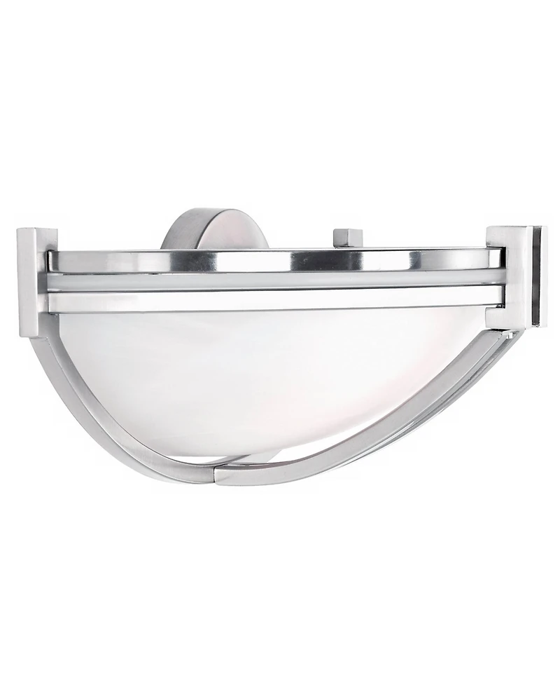 Deco Modern Wall Light Sconce Brushed Nickel Silver Hardwired 13 3/4" Wide Fixture Curved Line Marbleized Glass Shade Bedroom Bathroom Bedside Living