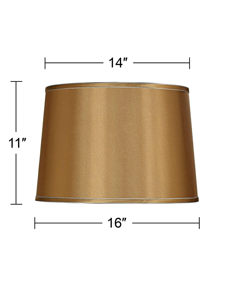 Springcrest Sydnee Gold with Silver Trim Medium Drum Lamp Shade 14" Top x 16" Bottom x 11" Slant (Spider) Replacement with Harp and Fin