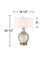 Possini Euro Design Louie 28 1/2" Tall Modern Luxe End Table Lamp Silver Mercury Glass Single White Shade Living Room Bedroom