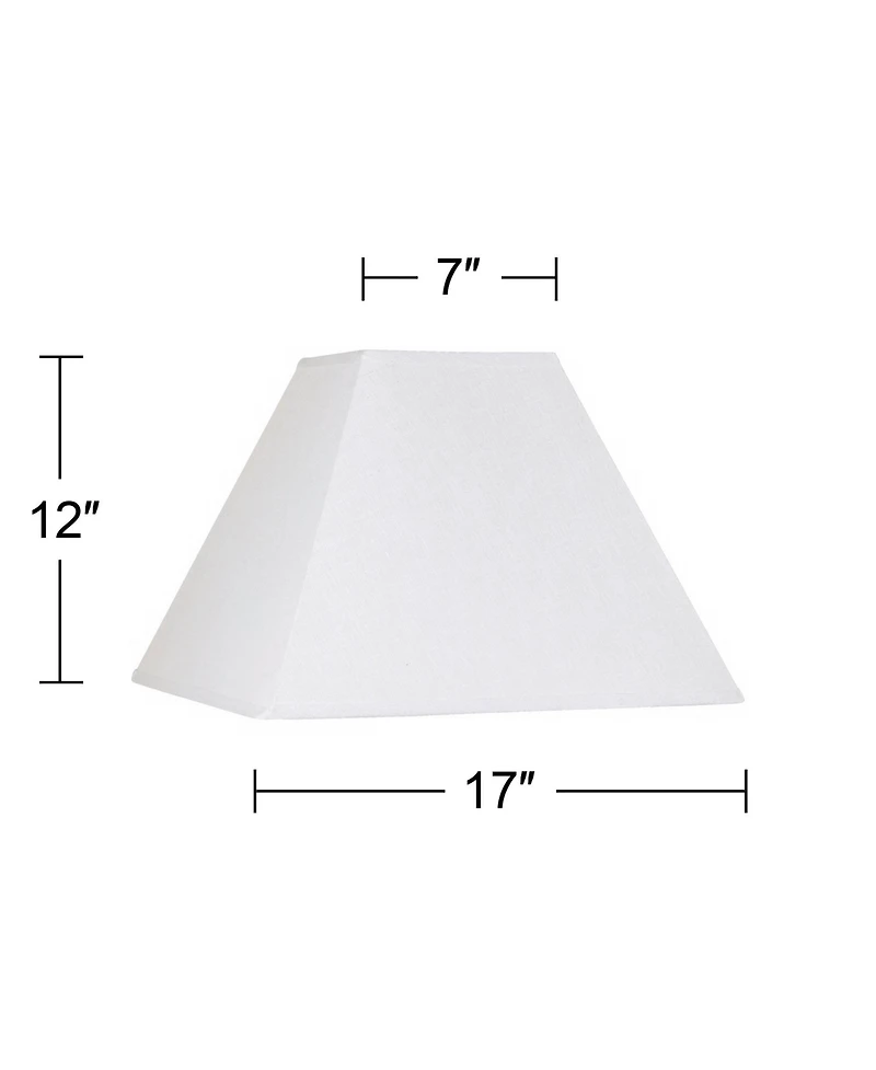 Springcrest Set of 2 Square Lamp Shades White Large 7" Top x 17" Bottom x 13" Slant Spider with Replacement Harp and Finial Fitting