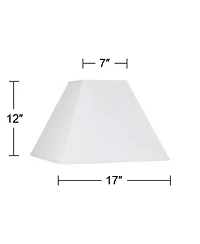 Springcrest Set of 2 Square Lamp Shades White Large 7" Top x 17" Bottom x 13" Slant Spider with Replacement Harp and Finial Fitting