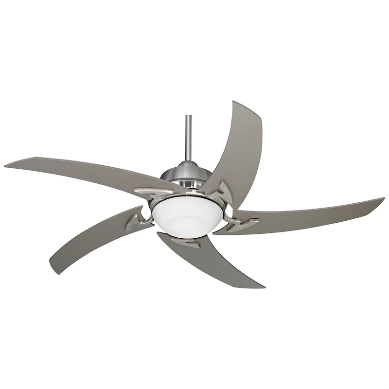 52" Casa Vieja Modern Indoor Ceiling Fan with Led Light Remote Control Brushed Nickel Silver White Opal Glass for Living Kitchen Bedroom Dining R