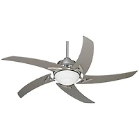 52" Casa Vieja Modern Indoor Ceiling Fan with Led Light Remote Control Brushed Nickel Silver White Opal Glass for Living Kitchen Bedroom Dining R
