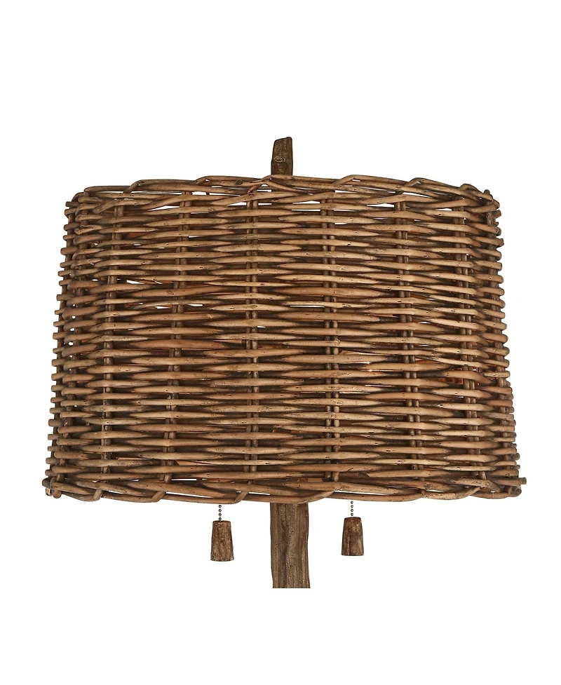 Barnes and Ivy Forrest Sequoia Tree Rustic Country Cottage Floor Lamp 61" Tall Faux Wood Brown Wicker Drum Shade for Living Room Bedroom Office H