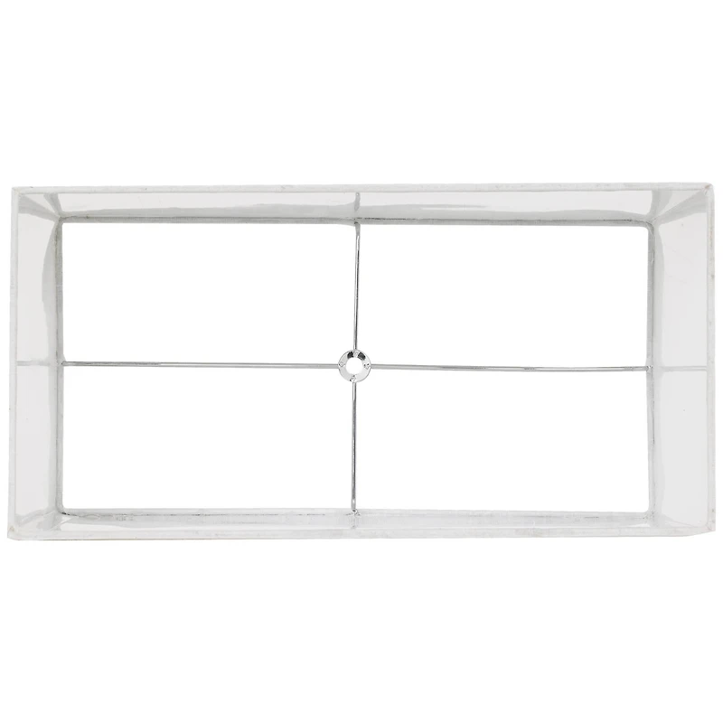 Springcrest White Medium Rectangular Hardback Lamp Shade 16" Wide x 8" Deep x 10" High (Spider) Replacement with Harp and Finial