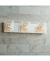 Possini Euro Design Wrapped Wire Modern Wall Light Chrome 22" Fixture Clear Glass Cylinder Shade for Bedroom Bathroom Vanity Reading Living Room