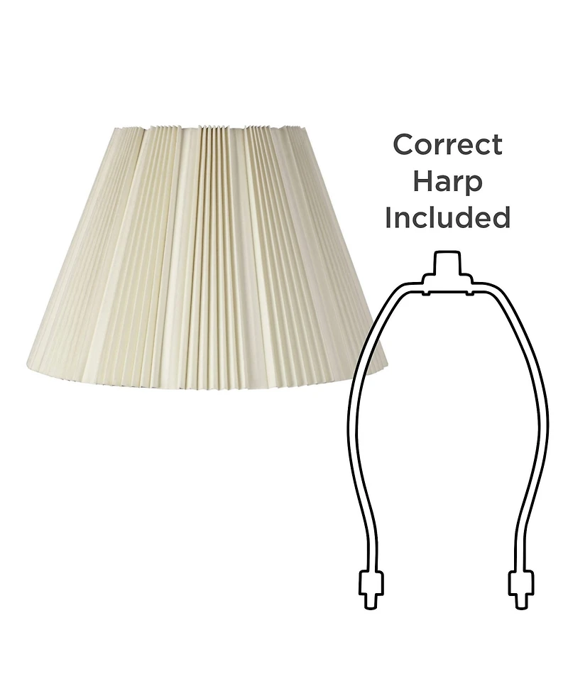 Springcrest Eggshell Pleated Large Lamp Shade 9.5" Top x 19" Bottom x 13" High (Spider) Replacement with Harp and Finial