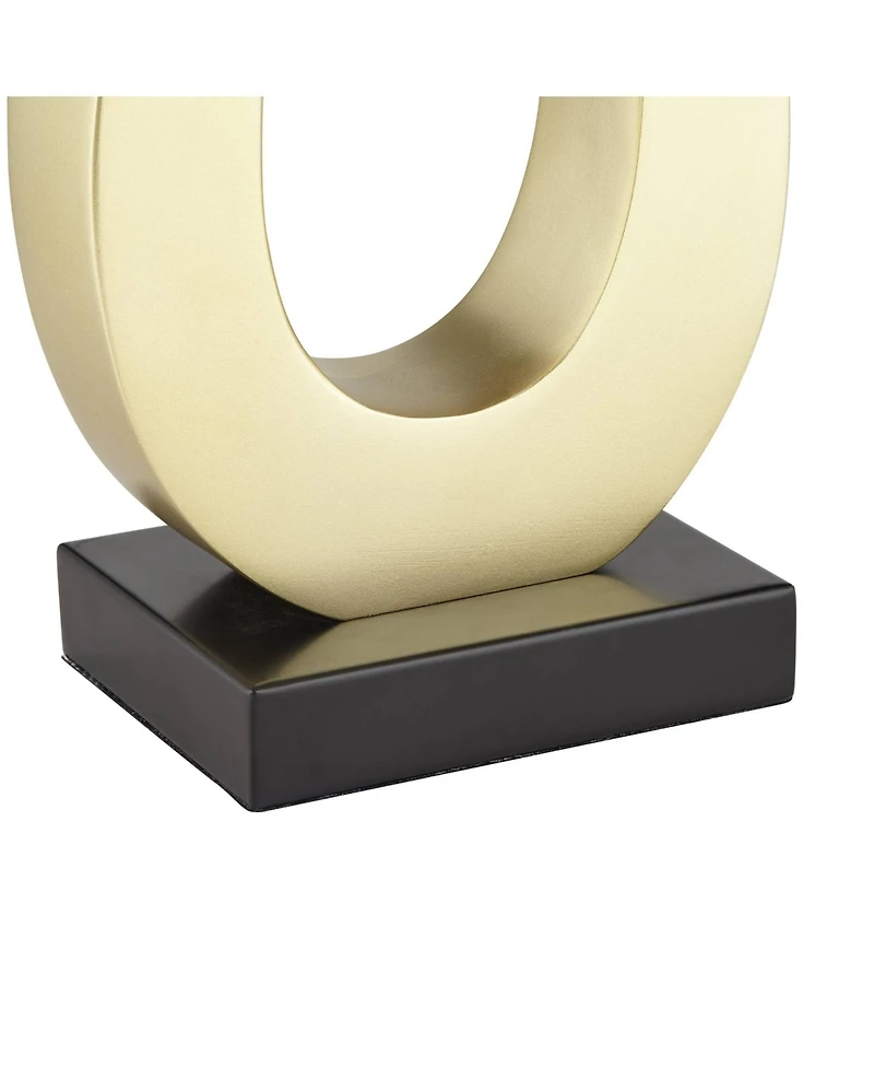 360 Lighting Simone Modern Table Lamps 28" Tall Set of 2 Sculptural Gold Metal Usb Charging Port White Rectangular Shade Bedroom Living Room