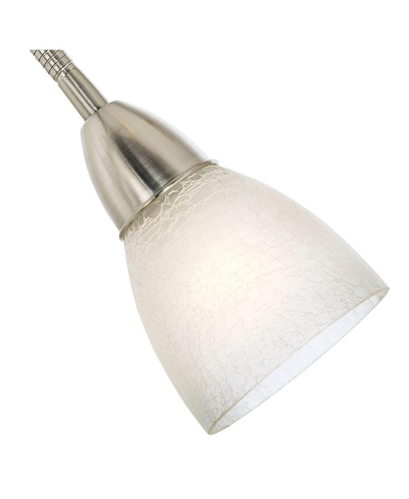Possini Euro Design Alexei Modern Torchiere Floor Lamp with Side Lights 72" Tall Brushed Nickel White Crackle Glass for Living Room Reading Bedro