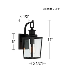 Ackerly 14" High Farmhouse Rustic Lantern Outdoor Wall Light Fixture Mount Porch House Exterior Outside Edison Bulb Weatherproof Textured Black Finish