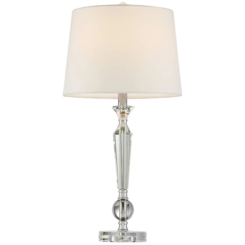 Vienna Full Spectrum Jolie Traditional Table Lamps 26" High Set of 2 Crystal Candlestick Off White Drum Shade for Bedroom Living Room Bedside Off