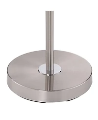 360 Lighting Caper Modern Floor Lamp with Tray Table 60 1/2" Tall Brushed Nickel Usb and Ac Power Outlet Off White Fabric Drum Shade for Living R