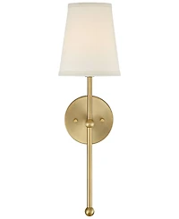 Elena Modern Wall Sconce Lighting Warm Brass Gold Metal Hardwired 21" High Fixture Cream Linen Shade Decor for Bedroom Bedside Living Room Home H