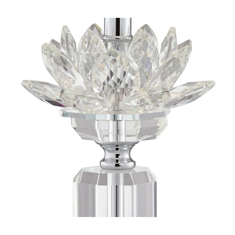 Vienna Full Spectrum Olivia 28 1/4" Tall Traditional Glam End Table Lamp Clear Crystal Single Gray Shade Living Room Bedroom