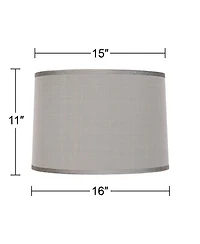 Springcrest Platinum Gray Dupioni Medium Lamp Shade 15" Top x 16" Bottom x 11" High (Spider) Replacement with Harp and Finial
