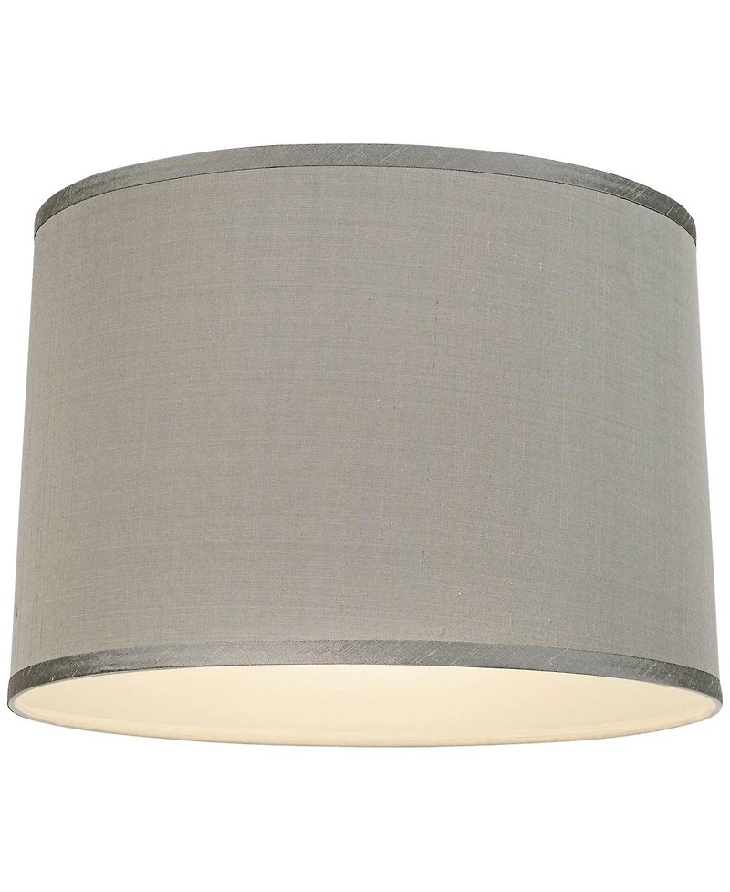 Springcrest Platinum Gray Dupioni Medium Lamp Shade 15" Top x 16" Bottom x 11" High (Spider) Replacement with Harp and Finial