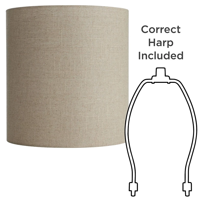 Springcrest Set of 2 Tall Drum Lamp Shades Oatmeal Medium 14" Top x 14" Bottom x 15" High Spider Replacement Harp and Finial Fitting
