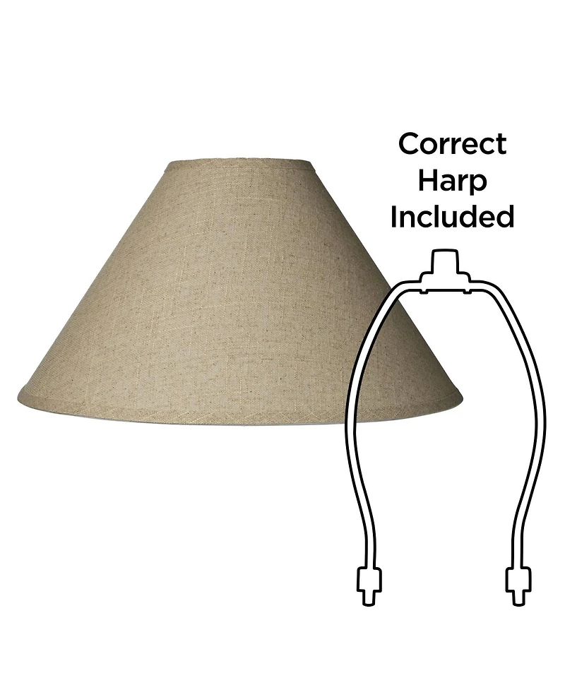 Springcrest Set of 2 Lamp Shades Fine Burlap Beige Large 6" Top x 19" Bottom x 12" High Spider Replacement Harp and Finial Fitting