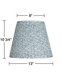 Springcrest Collection Hardback Pleated Empire Lamp Shade Blue White Floral Medium 8" Top x 13" Bottom x 11" Slant Spider with Harp and