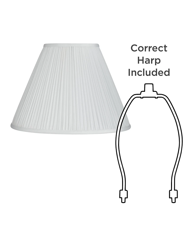 Springcrest White Mushroom Pleated Medium Empire Lamp Shade 7" Top x 16" Bottom x 12" Slant x 11.25" High (Spider) Replacement wit