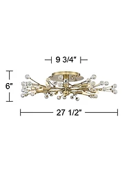 Possini Euro Design Ceiling Light Semi Flush Mount Fixture Led Brass 27 1/2" Wide 10-Light Crystal Berry for Living Room