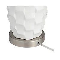 360 Lighting Led Modern Coastal Accent Table Lamps 24 1/2" High Set of 2 Scalloped White Ceramic Drum Shade for Bedroom Living Room Bedside Night
