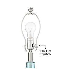 360 Lighting Ronald Modern Coastal Accent Table Lamp 22" High Blue Textured Glass Nickel Pole White Drum Shade for Bedroom Living Room Nightstand