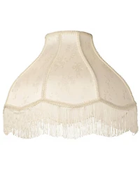 Springcrest 6" Top x 17" Bottom x 11" High x 12" Slant Lamp Shade Replacement Large Cream Dome Floral Scalloped Spider Harp Finial