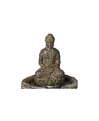 Sitting Buddha 21" High Large Zen Asian Indoor Outdoor Decor Faux Stone Floor Fountain with Light Led Waterfall