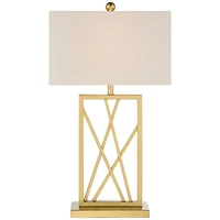 360 Lighting Claudia 26 1/2" Tall Square Modern Glam Table Lamp Gold Finish Metal Single White Shade Living Room Bedroom Bedside