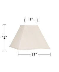 Springcrest Beige Linen Large Square Lamp Shade 7" Top x 17" Bottom x 13" Slant x 12" High (Spider) Replacement with Harp and Fini