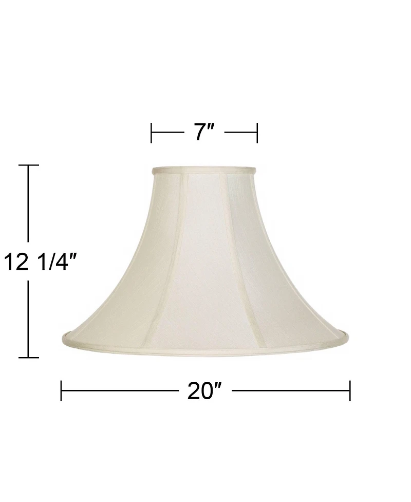 Imperial Shade Creme Large Bell Lamp Shade 7" Top x 20" Bottom x 13.75" Slant x 12.25" High (Spider) Replacement with Harp and Fin